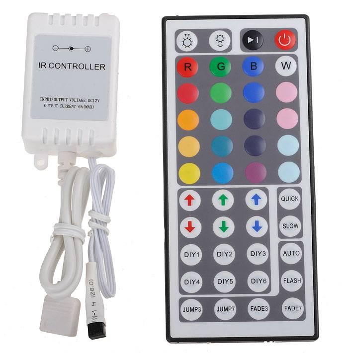 44-Key RGB LED Controller with IR Remote (12VDC)