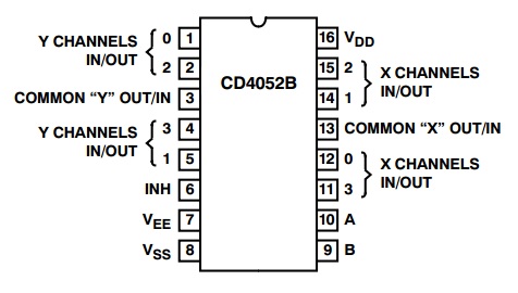 4052 DIP Analogue Multiplexer / Demultiplexer (Dual 1-Of-4 Switch) - Image 2