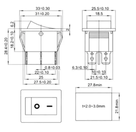 KCD4 ON/OFF Switch 4Pins 15A/30A 250VAC 26x21mm with LED - Image 3