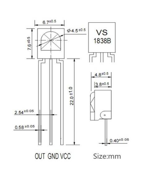 TSOP JS-1838B Infrared Remote Receiver - Image 3
