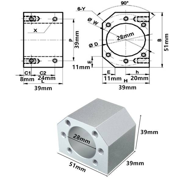 Ballscrew Nut Holder For SFU1605 - Image 7