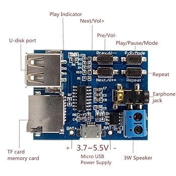 TF/U Disk MP3 Format Decoder Board Amplifier Module - Image 3