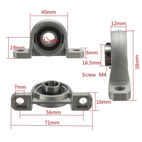 12mm KP001 Self-aligning Vertical Mounted Flange Bearing - Image 5