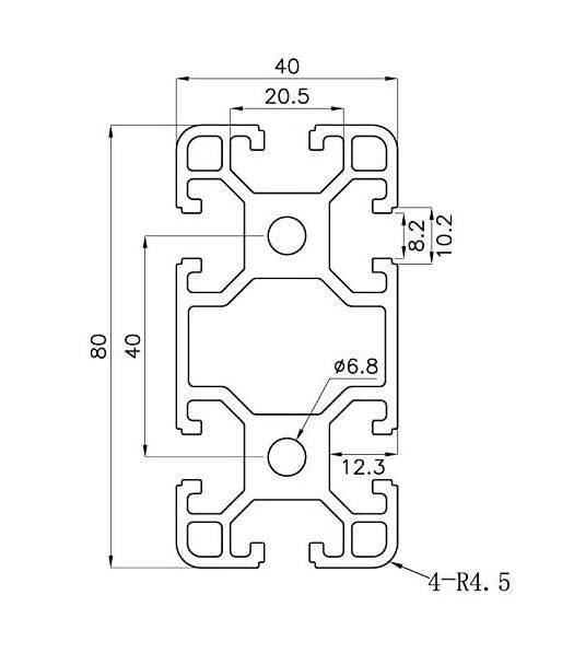 1M Industrial T slot Aluminum Rail Profile 4080 Black Color - Image 2