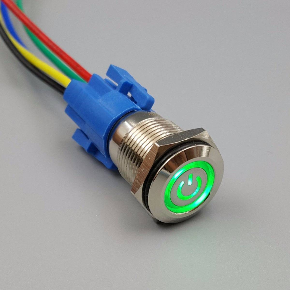 16mm Waterproof Power 12V LED 5Pin ON-OFF Metal Push Button Switch + Connector - Image 9