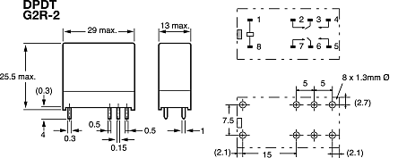 Omron DPDT Non-Latching Relay PCB Mount 12V dc Coil 5A - Image 4