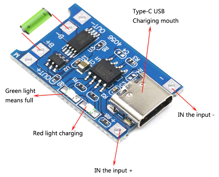 TP4056 Lithium Battery Charging Board Module TYPE-C 1A with Battery Protection - Image 2