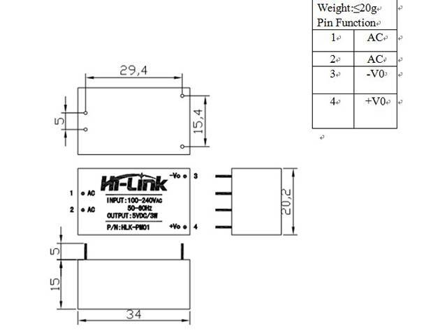 Hi Link AC-DC Module 220Vac to 5Vdc "HLK-PM01" - Image 3