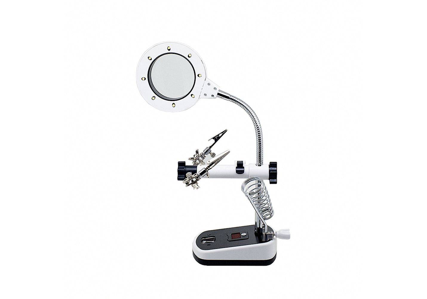 MG16075C-8L 8 LED Auxiliary Clip Magnifier Soldering Stand With Replaceable Lens - Image 2