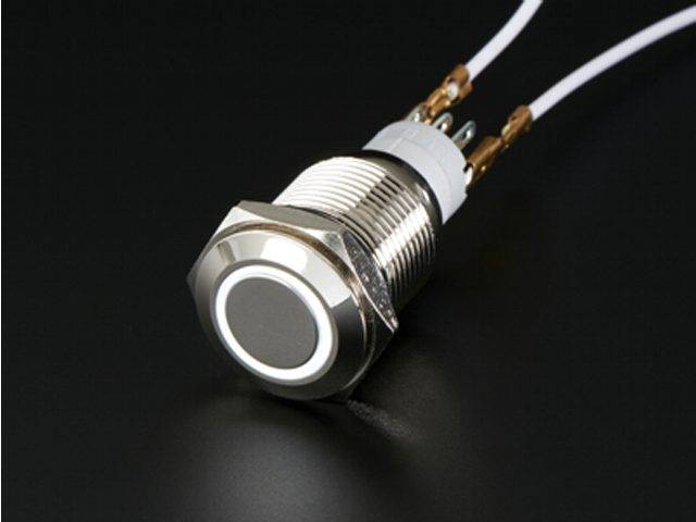 16mm 12V 5Pin Waterproof Metal Push Button Switch With White LED Ring