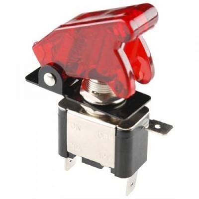 12V 20A LED Toggle Missile Switch with Transparent Red Cover - Image 3