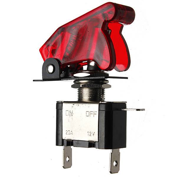 12V 20A LED Toggle Missile Switch with Transparent Red Cover - Image 4