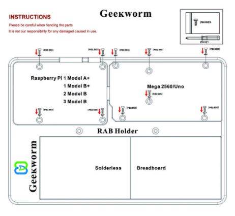 5 in 1 RAB Holder Breadboard ABS Base For Raspberry Pi Arduino UNO R3 Mega 2560 - Image 6
