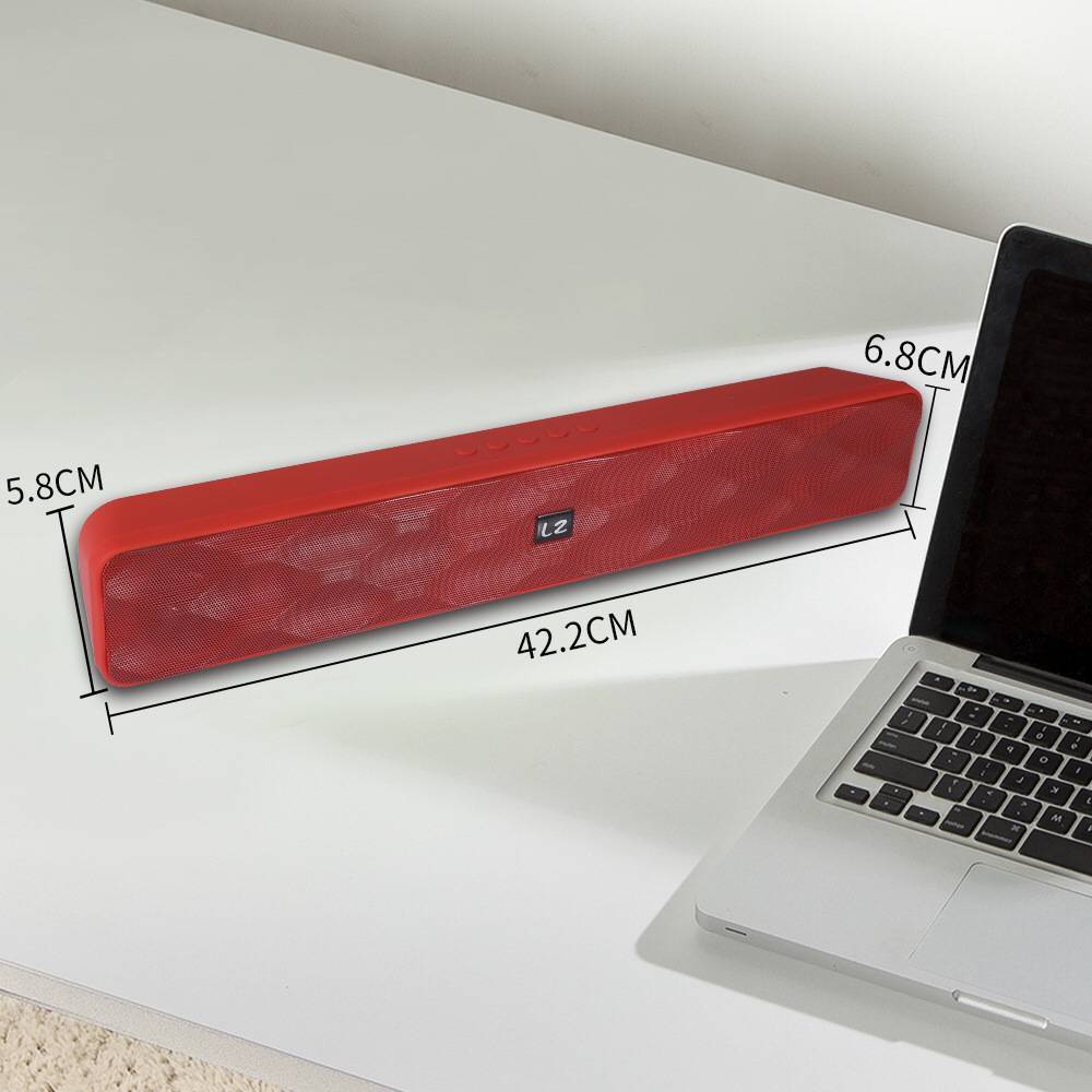 Wireless Bluetooth Speaker Metal USB AUX TF Card LZ E30 - Red - Image 2