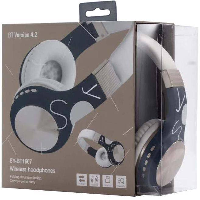 SY - BT1607 Wireless Bluetooth Headset - White/Blue - Image 2