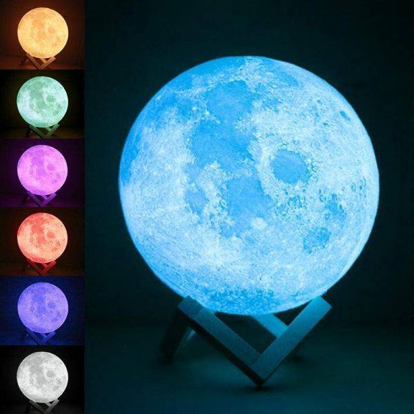 Moon Model 3d rechargeable led Luminous with built in bluetooth speaker multi colors Touch and remote control - Image 2