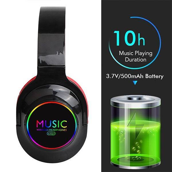 Wireless Bluetooth Over-Ear Headphones VJ022 Elegant SuperBass Stereo - Black - Image 2