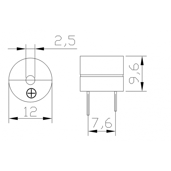 Magnetic Buzzer 5V 12mm 2 Pin - Image 3