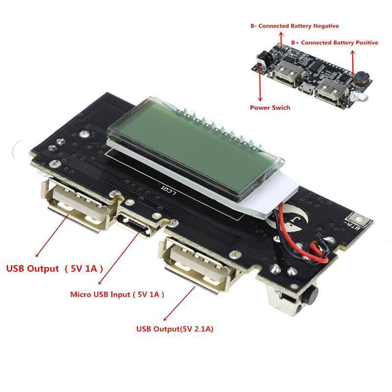 LCD Dual USB 5V 1A 2.1A Mobile Power Bank Module - Image 3
