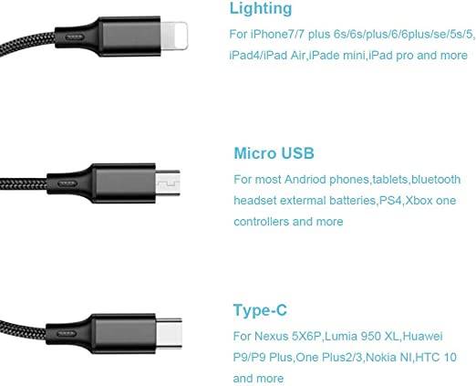 Nylon 3 in 1 fast Charging Cable - Image 5
