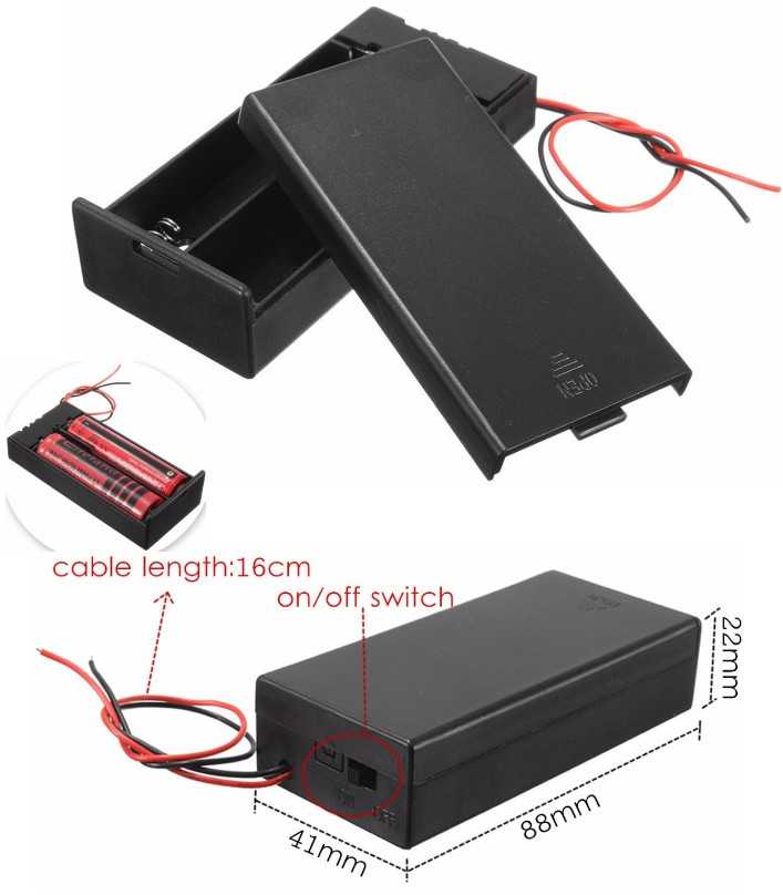 18650 x 2 Battery Holder With Cover And On/Off Switch - Image 8