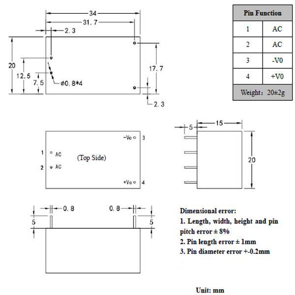 AC-DC Module 3W 220Vac to 3.3Vdc (HLK-PM03) - Image 2