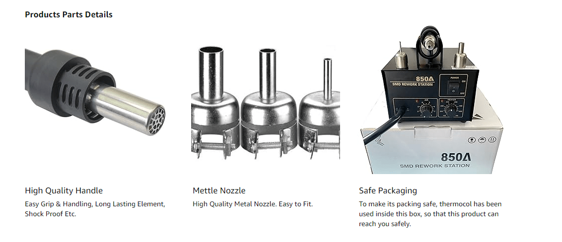 Hot Air Gun Soldering Station With Air & Temperature Controller 850A - Image 10