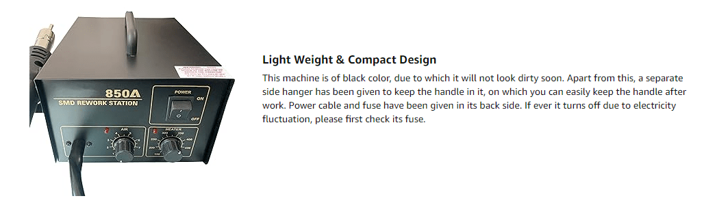 Hot Air Gun Soldering Station With Air & Temperature Controller 850A - Image 12