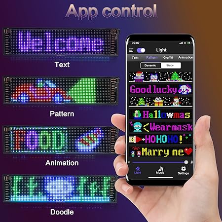 LED Matrix Panel Bluetooth APP Control – Model: JTPD-03-001 (12x68cm) - Image 3