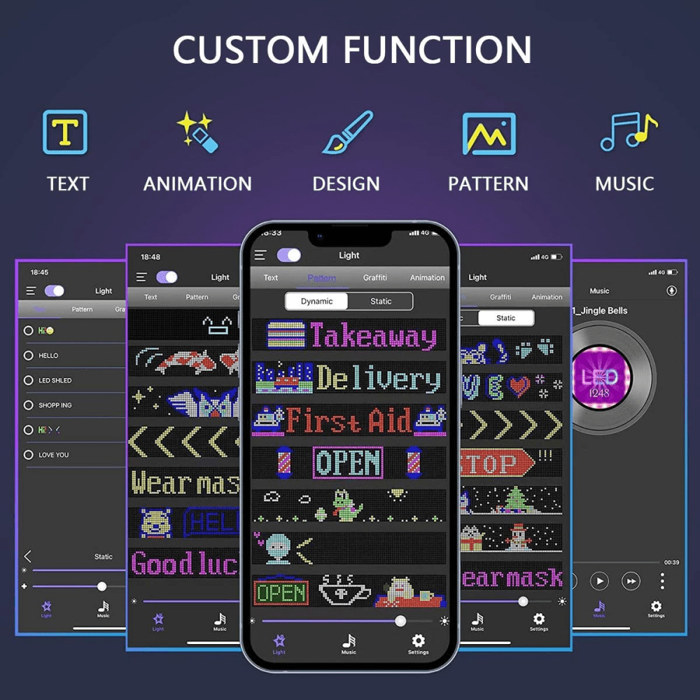 LED Matrix Panel Bluetooth APP Control – Model: JTPD-03-045 (12x59cm) - Image 2