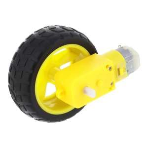 DC Geared Motor Dual Shaft 3:12VDC with Wheel (D:65mm X W:26mm) - Image 2