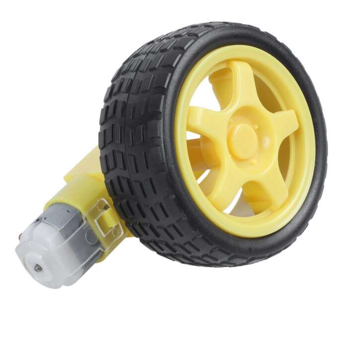 DC Geared Motor Dual Shaft 3:12VDC with Wheel (D:65mm X W:26mm) - Image 4