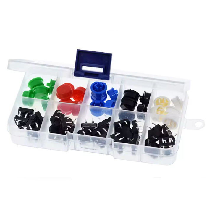 Tactile Push Button 12mmx12mmx7.3mm 25 Pcs 5 colors Cap