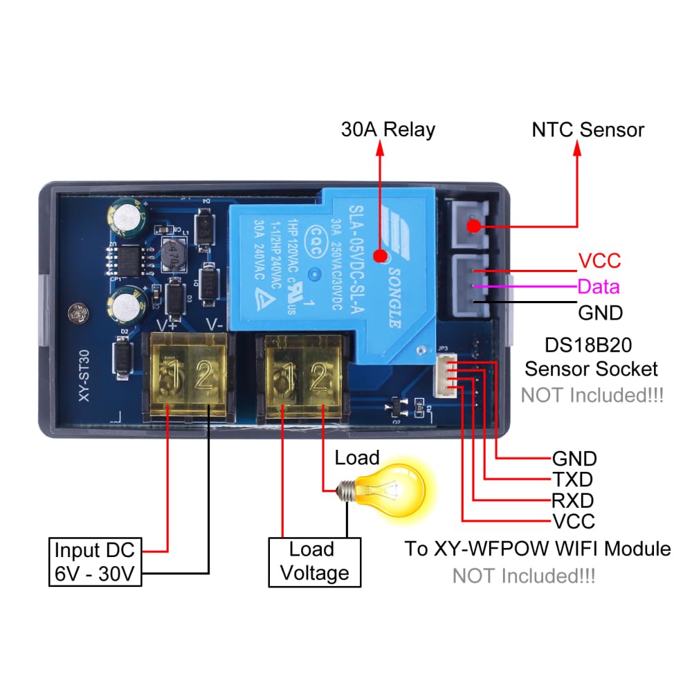 XY-ST30 30A WIFI Remote Thermostat Temperature Controller Module 6-30V - Image 3