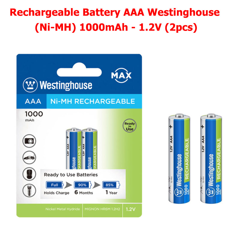 Westinghouse Battery 2xAAA Rechargeable 1.2V AAA Ni-MH 1000mAh